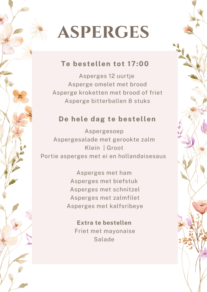 Asperge menukaart